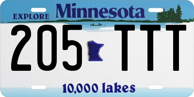 MN license plate 205TTT