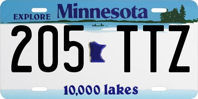 MN license plate 205TTZ