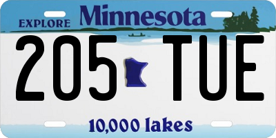 MN license plate 205TUE