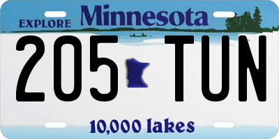 MN license plate 205TUN