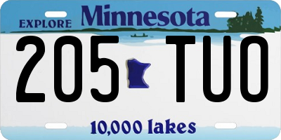 MN license plate 205TUO