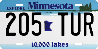 MN license plate 205TUR