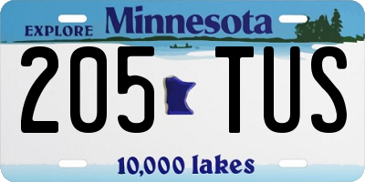MN license plate 205TUS