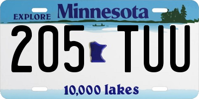 MN license plate 205TUU