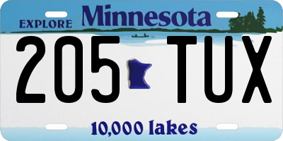 MN license plate 205TUX
