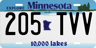 MN license plate 205TVV