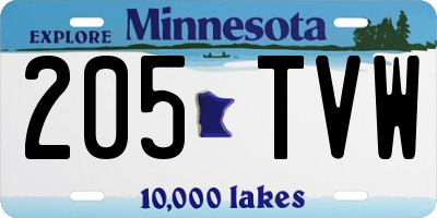 MN license plate 205TVW