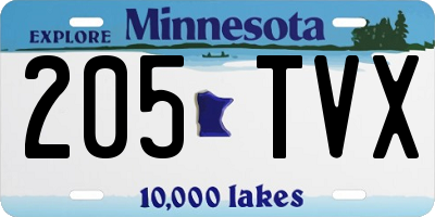 MN license plate 205TVX
