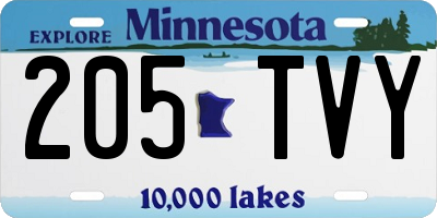 MN license plate 205TVY