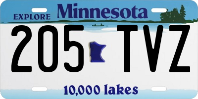 MN license plate 205TVZ