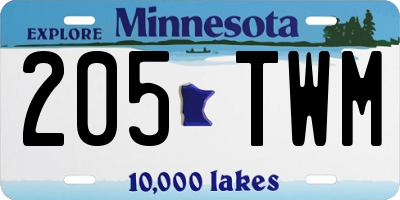 MN license plate 205TWM