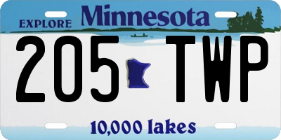 MN license plate 205TWP