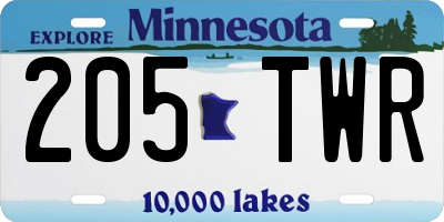 MN license plate 205TWR