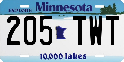 MN license plate 205TWT