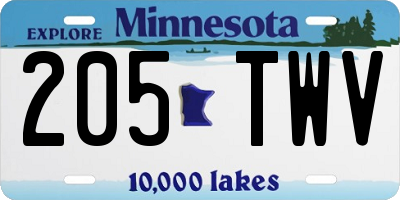 MN license plate 205TWV