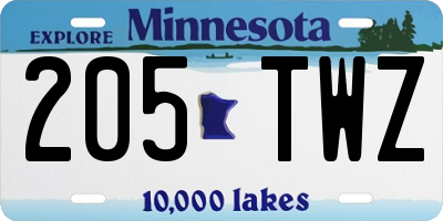 MN license plate 205TWZ