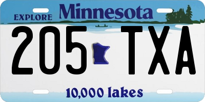 MN license plate 205TXA