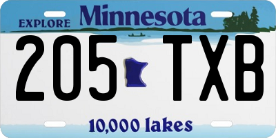 MN license plate 205TXB