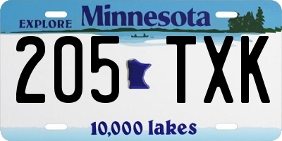 MN license plate 205TXK