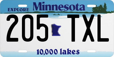MN license plate 205TXL