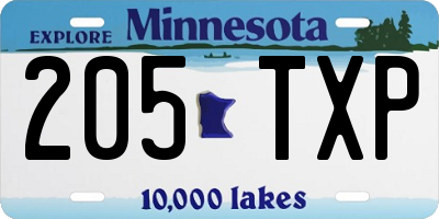 MN license plate 205TXP