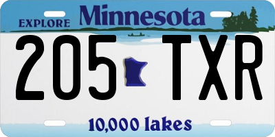 MN license plate 205TXR