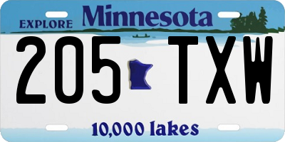 MN license plate 205TXW