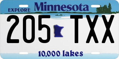 MN license plate 205TXX