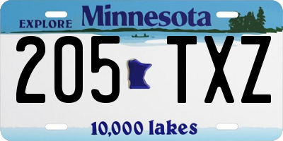 MN license plate 205TXZ