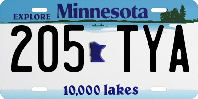 MN license plate 205TYA