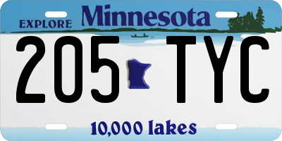 MN license plate 205TYC