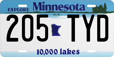 MN license plate 205TYD
