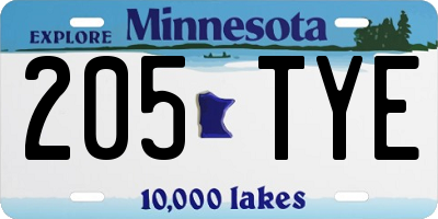 MN license plate 205TYE