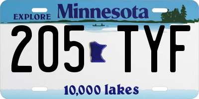 MN license plate 205TYF