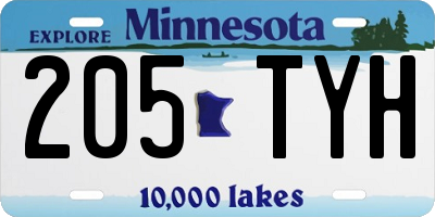 MN license plate 205TYH