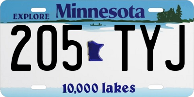 MN license plate 205TYJ