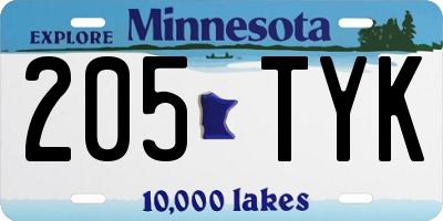 MN license plate 205TYK