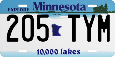 MN license plate 205TYM