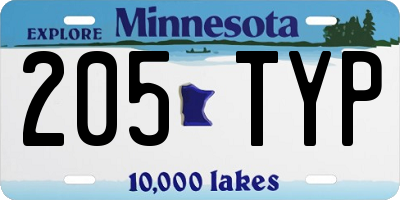 MN license plate 205TYP