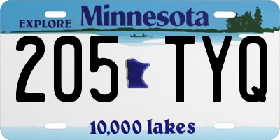 MN license plate 205TYQ