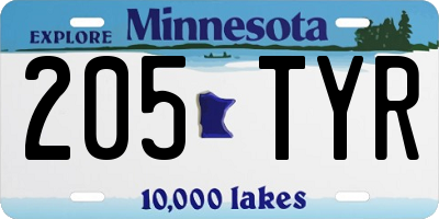 MN license plate 205TYR
