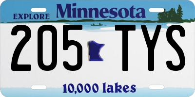 MN license plate 205TYS
