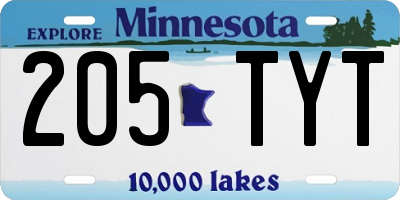 MN license plate 205TYT