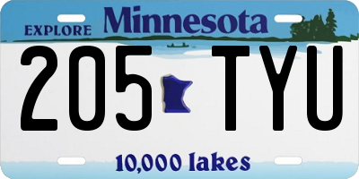 MN license plate 205TYU