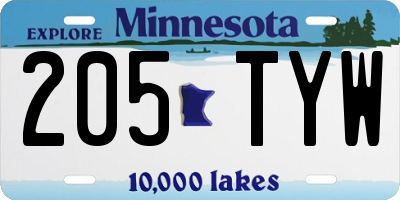 MN license plate 205TYW