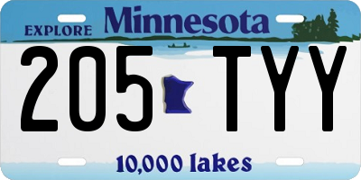 MN license plate 205TYY