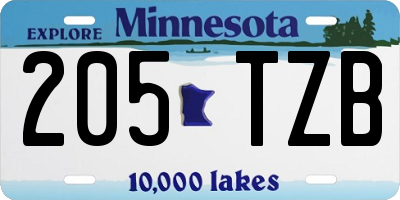 MN license plate 205TZB
