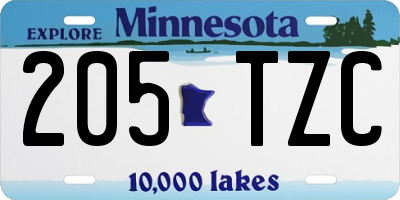MN license plate 205TZC