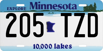 MN license plate 205TZD