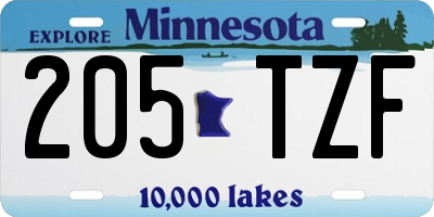 MN license plate 205TZF